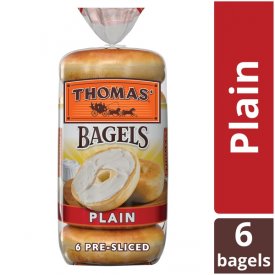 Thomas' Plain Soft & Chewy Pre-Sliced Bagels, 6 count, 20 oz