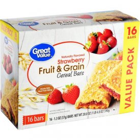 Great Value Fruit & Grain Bars, Strawberry, 1.3 oz, 16 Count