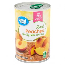 Great Value Sliced Peaches in 100% Juice, 15 oz