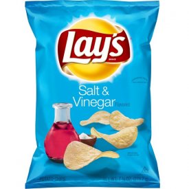 Lay's Salt & Vinegar Flavored Potato Chips, 7.75 oz Bag, Color: Dark blue
