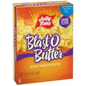 JOLLY TIME Blast O Butter Ultimate Theatre Style Butter Microwave Popcorn, 3.2 Oz., 6 Count