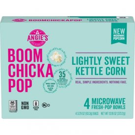 Angie's BoomChickaPop Lightly Sweet Kettle Corn Microwave Popcorn, 3.29 Oz., 4 Bag