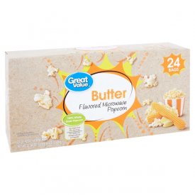 Great Value Butter Flavored Microwave Popcorn, 2.40 Oz., 24 Count