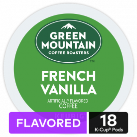 Green Mountain Coffee French Vanilla, Flavored Keurig K-Cup Pod, Light Roast, 18 Ct