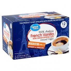 Great Value 100% Arabica French Vanilla Coffee Pods, Medium Roast, 12 Count