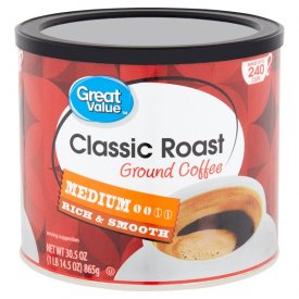 Great Value Classic Roast Medium Ground Coffee, 30.5 oz