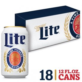 Miller Lite Beer, American Lager, 18 Pack, 12 fl. oz. Cans, 4.2% ABV