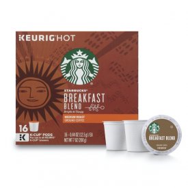 Starbucks Breakfast Blend Medium Roast Single Cup Coffee for Keurig Brewers, 1 Box of 16 (16 Total K-Cup Pods)