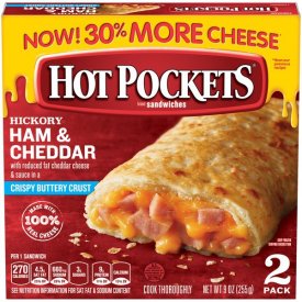 HOT POCKETS Hickory Ham & Cheddar Frozen Sandwiches 2 ct. Box | Frozen Food With Cheddar Cheese