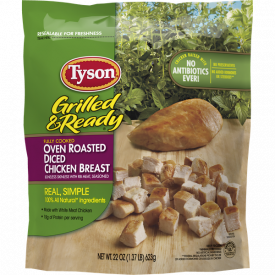 Tyson® Grilled & Ready® Fully Cooked Oven Roasted Diced Chicken Breast, 22 oz. (Frozen)