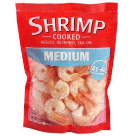 Frozen Cooked Medium Peeled & Deveined Tail-On Shrimp, 12 oz