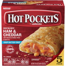 HOT POCKETS Hickory Ham & Cheddar Frozen Sandwiches 5 ct Box | Frozen Food With Cheddar Cheese