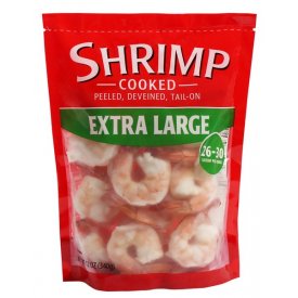 Frozen Cooked Extra Large Peeled, Deveined, Tail-On Shrimp, 12 oz