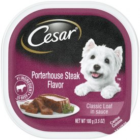 CESAR Wet Dog Food Classic Loaf in Sauce Porterhouse Steak Flavor, 3.5 oz. Tray