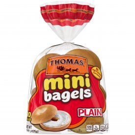 Thomas' Plain Mini Bagels, Great for Before or After School Snack, 10 count, 15 oz
