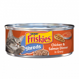 Friskies Gravy Wet Cat Food, Shreds Chicken & Salmon Dinner in Gravy - 5.5 oz. Can