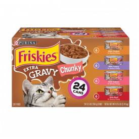 Friskies Gravy Wet Cat Food Variety Pack, Extra Gravy Chunky - (24) 5.5 oz. Cans