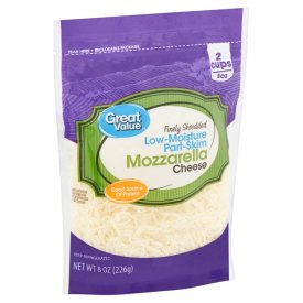 Great Value Finely Shredded Low-Moisture Part-Skim Mozzarella Cheese, 8 oz