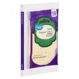 Great Value Deli Style Sliced Pepper Jack Cheese, 8 oz, 12 count