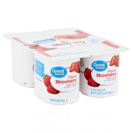 Great Value Original Strawberry Lowfat Yogurt, 6 oz, 4 count
