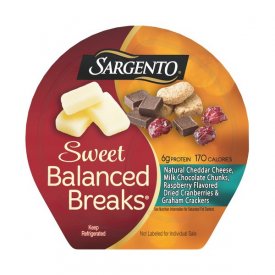 Sargento, Sweet Balanced Breaks Cheddar Cheese/Milk Chocolate Chunks/Raspberry Flavored Dried Cranberries/ Graham Crackers Snacks, 1.5 Oz., 3 Count