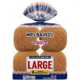 Mrs Baird's Large Seeded Hamburger Buns, 8 count, 18.25 oz