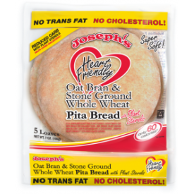 Joseph's Heart Friendly Oat Bran & Stone Ground Whole Wheat Flour Pita Bread with Plant Sterols, 5 ct