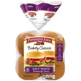 Pepperidge Farm Bakery Classics Soft White Hamburger Buns, 14.5 oz. Bag, 8-pack