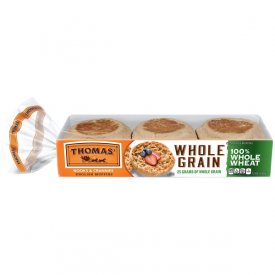 Thomas' 100% Whole Wheat English Muffin, Made with Whole Grains, 6 count, 12 oz