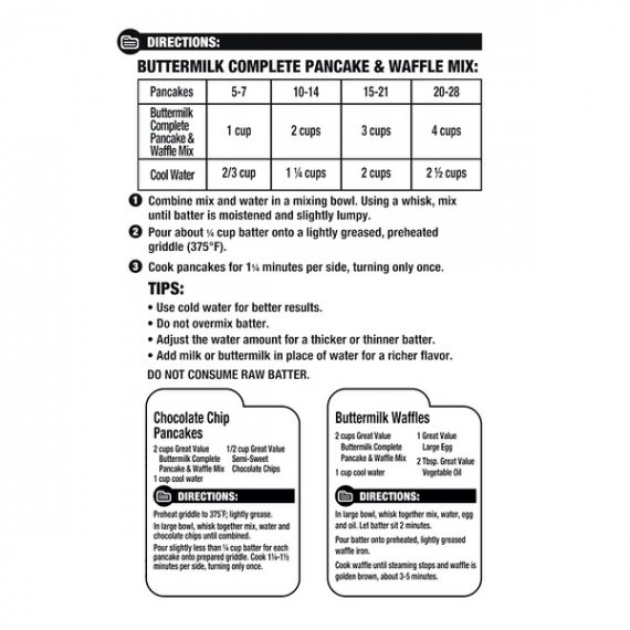 Great Value Complete Pancake & Waffle Mix, Buttermilk, 32 oz, 4 image