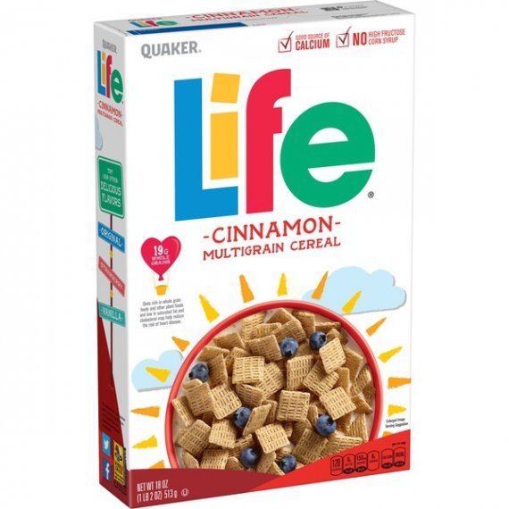 Life Multigrain Cereal, Cinnamon, 18 oz Box