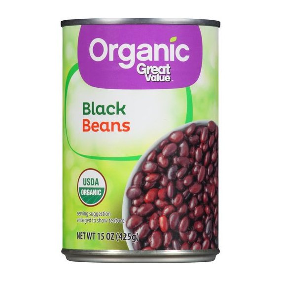 Great Value Organic Black Beans, Canned 15 oz
