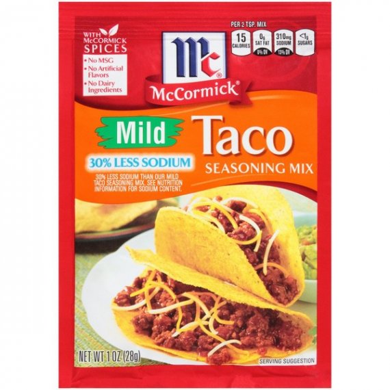 McCormick 30% Less Sodium Mild Taco Seasoning Mix, 1 oz