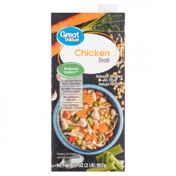 Great Value Reduced Sodium Chicken Broth, 32 oz, 8 image