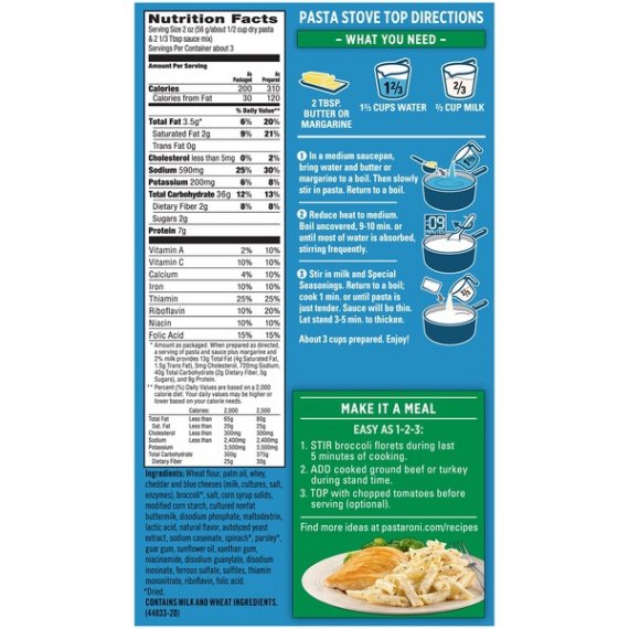 Pasta Roni® White Cheddar & Broccoli Flavor Pasta Mix 5.5 oz. Box, 2 image