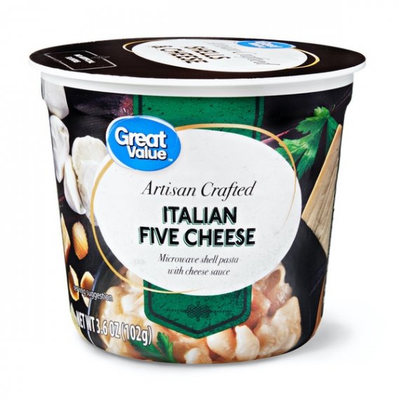 Great Value Artisan Crafted Italian Five Cheese Microwave Shell Pasta with Cheese Sauce, 3.6 oz