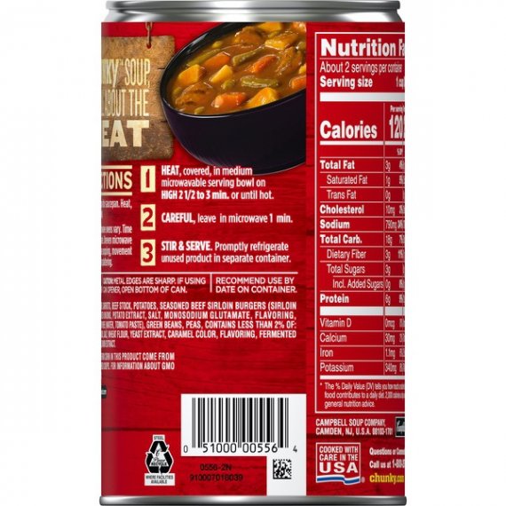Campbell's Chunky Sirloin Burger with Country Vegetables Soup, 18.8 oz., 5 image