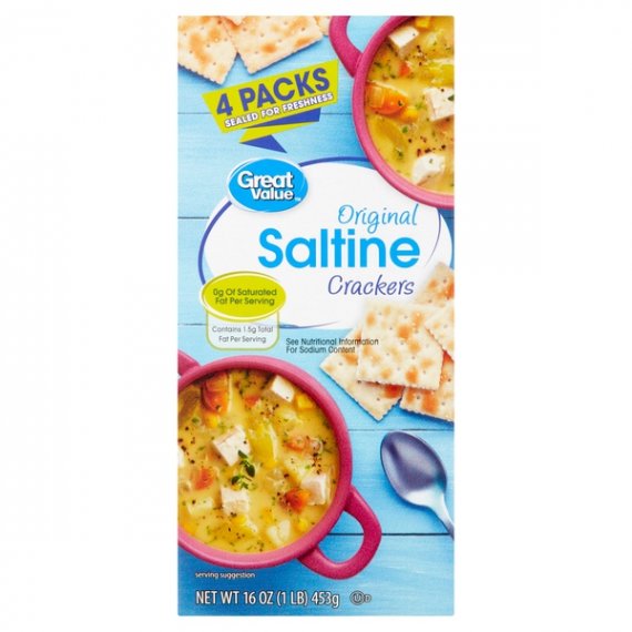 Great Value Original Saltine Crackers, 4 count, 16 oz, 8 image