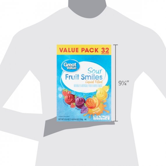 Great Value Sour Liquid Filled Fruit Smiles Pouches, 32 Count, 7 image