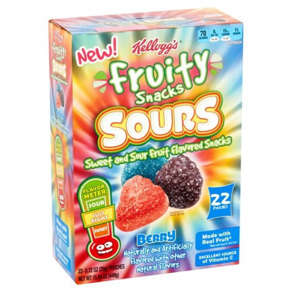 Kellogg's Berry Sours Fruity Snacks Pouches, 0.72 Oz., 22 Count, 6 image