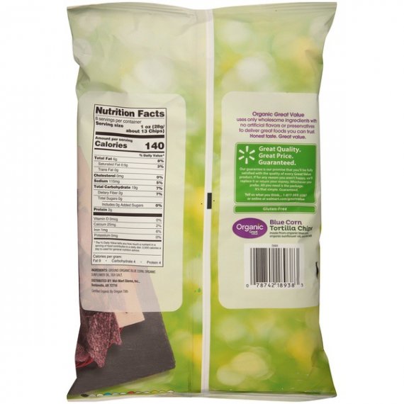 Great Value Organic Blue Corn Tortilla Chips, 8 Oz., 3 image