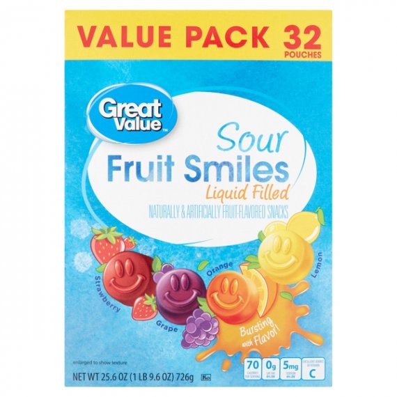 Great Value Sour Liquid Filled Fruit Smiles Pouches, 32 Count, 3 image
