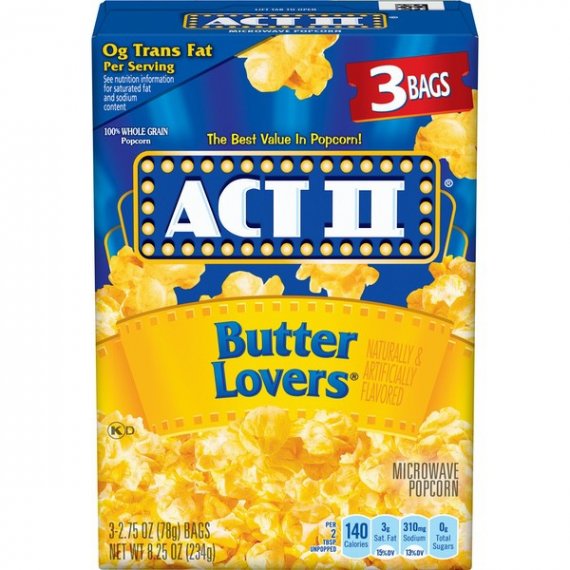 ACT II Butter Lovers Microwave Popcorn, 2.75 Oz., 3 Bag