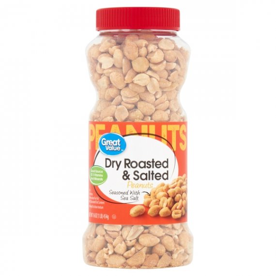 Great Value Dry Roasted & Salted with Sea Salt Peanuts, 16 Oz., 5 image
