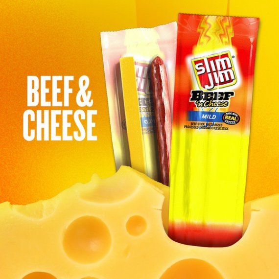 Slim Jim Beef and Cheese Stick, Mild Flavor, 1.5 Oz.