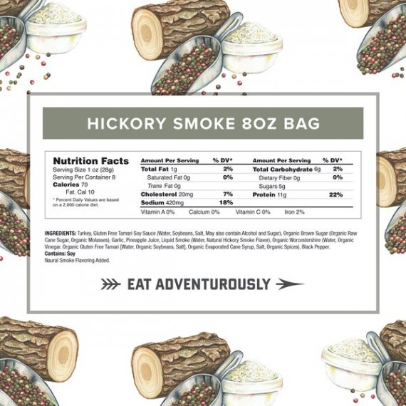 Country Archer Jerky Co. Smoked Turkey Jerky, Hickory, 8oz, 1 bag, 2 image