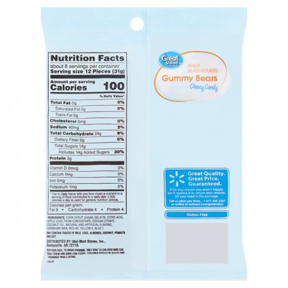 Great Value Gummy Bears Chewy Candy, 9 oz, 9 image