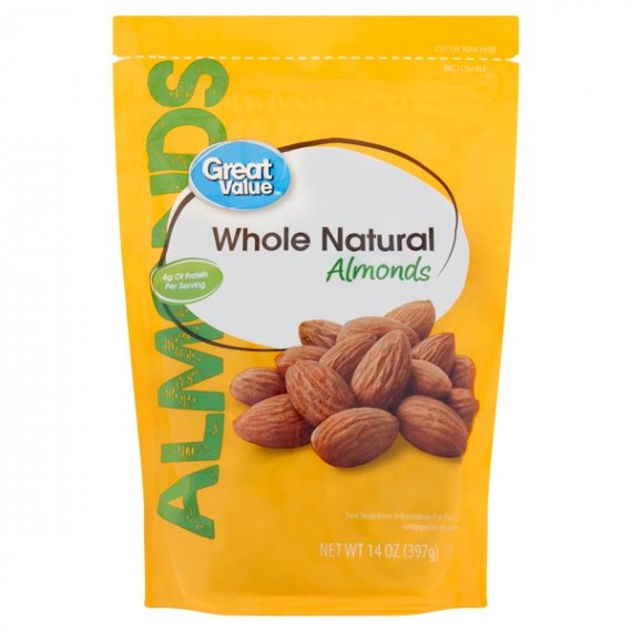Great Value Whole Natural Almonds, 14 Oz, 6 image