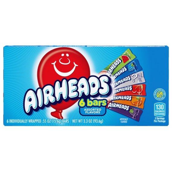 Airhead Assorted Flavors Chewy Candy Bars, 3.3 Oz., 6 Count