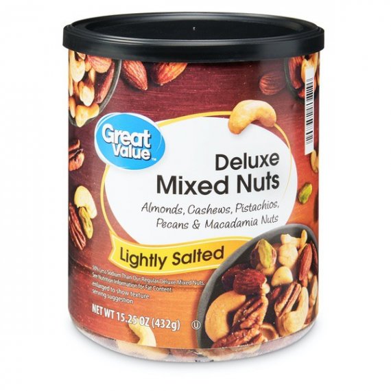 Great Value Deluxe Mixed Nuts, Lightly Salted, 15.25 Oz